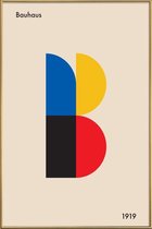 JUNIQE - Poster met kunststof lijst B for Bauhaus -60x90 /Blauw &