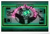 JUNIQE - Poster Neon Show Me the Money -60x90 /Groen & Roze