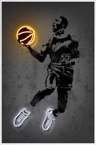 JUNIQE - Poster in kunststof lijst Michael Jordan 23 -60x90 /Geel &