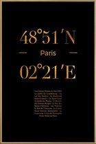 JUNIQE - Poster met kunststof lijst Paris gouden -13x18 /Goud & Zwart