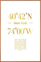 JUNIQE - Poster met kunststof lijst New York gouden -30x45 /Goud & Wit