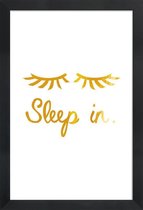 JUNIQE - Poster met houten lijst Sleep In gouden -40x60 /Goud & Wit
