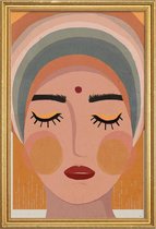 JUNIQE - Poster met houten lijst Shakti -20x30 /Oranje & Roze