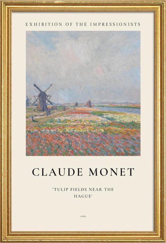 JUNIQE - Poster in houten lijst Monet - Tulip Fields near The Hague