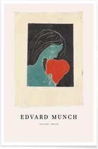 JUNIQE - Poster Munch - The Heart -40x60 /Blauw & Ivoor
