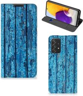 Telefoonhoesje Geschikt voor Samsung Galaxy A72 (5G/4G) Magnet Case Wood Blue