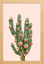 JUNIQE - Poster met houten lijst Cactusrozen foto -13x18 /Groen & Roze
