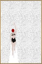 JUNIQE - Poster met kunststof lijst Punktschwimmer -20x30 /Blauw &
