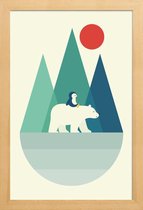 JUNIQE - Poster in houten lijst Bear You -20x30 /Blauw & Groen