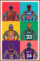 JUNIQE - Poster met kunststof lijst NBA-legendes pop art -40x60