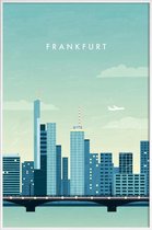 JUNIQE - Poster in kunststof lijst Frankfurt - retro -60x90 /Blauw