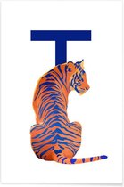 JUNIQE - Poster T Tiger -13x18 /Blauw & Oranje