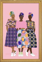 JUNIQE - Poster met houten lijst Grlz Band -13x18 /Kleurrijk