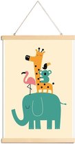 JUNIQE - Posterhanger Schattige dieren illustratie -30x45 /Geel &