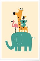 JUNIQE - Poster Schattige dieren illustratie -60x90 /Geel & Ivoor