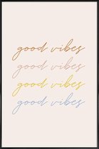 JUNIQE - Poster in kunststof lijst Good Vibes -60x90 /Kleurrijk