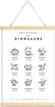 JUNIQE - Posterhanger Dinosaurussoorten -60x90 /Wit & Zwart