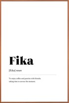JUNIQE - Poster met kunststof lijst Fika -13x18 /Wit & Zwart