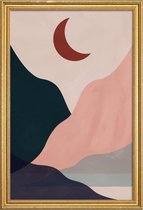 JUNIQE - Poster met houten lijst Hillscape -13x18 /Grijs & Rood