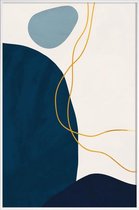 JUNIQE - Poster met kunststof lijst Mindfulness gouden -13x18 /Blauw &