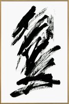 JUNIQE - Poster met kunststof lijst Black Abstract -60x90 /Wit & Zwart
