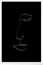 JUNIQE - Poster Line Portrait gouden -13x18 /Goud & Zwart