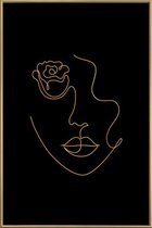 JUNIQE - Poster met kunststof lijst Petal gouden -20x30 /Goud & Zwart