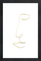JUNIQE - Poster met houten lijst Line Portrait gouden -20x30 /Goud &