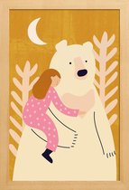 JUNIQE - Poster in houten lijst Bear Hug -40x60 /Geel