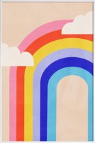 JUNIQE - Poster in kunststof lijst Regenboog en wolken -40x60
