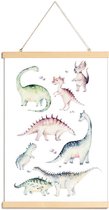 JUNIQE - Posterhanger Little Dinosaurs -40x60 /Kleurrijk