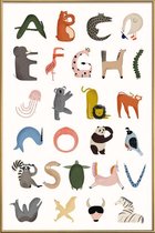 JUNIQE - Poster met kunststof lijst Animal Alphabet -13x18 /Kleurrijk