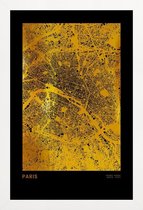 JUNIQE - Poster met houten lijst Paris kaart gouden -13x18 /Goud &