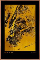 JUNIQE - Poster met kunststof lijst New York gouden -40x60 /Goud &