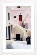 JUNIQE - Poster in houten lijst Roze Santorini, Griekenland -30x45