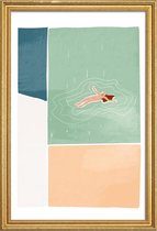 JUNIQE - Poster met houten lijst Bathing -60x90 /Ivoor & Roze