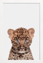 JUNIQE - Poster in houten lijst Leopard -40x60 /Bruin