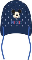 DISNEY MICKEY MOUSE - Baby Cap met Nekflap - Kleur Donker Blauw - Maat 48