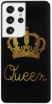 - ADEL Siliconen Back Cover Softcase Hoesje Geschikt voor Samsung Galaxy S21 Ultra - Queen Koningin