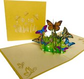 pop-up vlinder boeket kaart-wenskaart-met envelope-felicitate -verjaardag- 3D