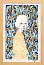 JUNIQE - Poster in houten lijst Emilia -30x45 /Blauw & Geel