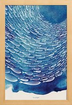 JUNIQE - Poster in houten lijst Fish Shoal -60x90 /Blauw & Wit