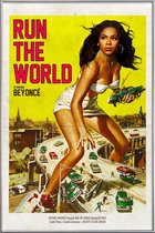 JUNIQE - Poster met kunststof lijst Run the World -20x30 /Geel