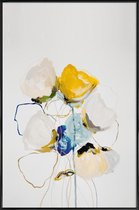 JUNIQE - Poster in kunststof lijst Aquarel met bloemen -40x60 /Geel &
