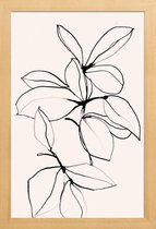 JUNIQE - Poster in houten lijst Lijntekening met bloemen -30x45 /Grijs