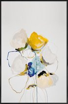 JUNIQE - Poster in kunststof lijst Aquarel met bloemen -20x30 /Geel &