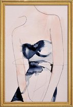 JUNIQE - Poster met houten lijst Figure 4 -60x90 /Blauw & Ivoor