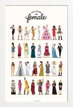 JUNIQE - Poster met houten lijst The Future Is Female - De toekomst is