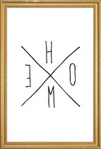 JUNIQE - Poster met houten lijst Home -40x60 /Wit & Zwart