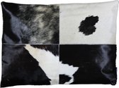 Back2Nature Kussen met dekensteek van koehuid zwart/wit 45x60cm
